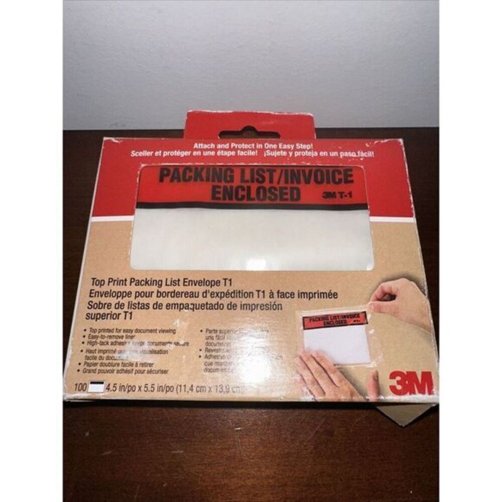 3M T-1 82‎ Packing List/invoice Enclosed Adhesive Envelopes 4.5" X 5.5" Red Blk